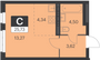 Продажа квартиры-студии 25,7 м², 12 этаж
