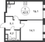 Продажа 1-комнатной квартиры 42,5 м², 6/17 этаж