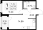 Продажа 1-комнатной квартиры 35,9 м², 2/15 этаж