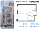 Продажа 1-комнатной квартиры 34,5 м², 2/30 этаж