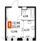 Продажа квартиры-студии 23,6 м², 9/15 этаж