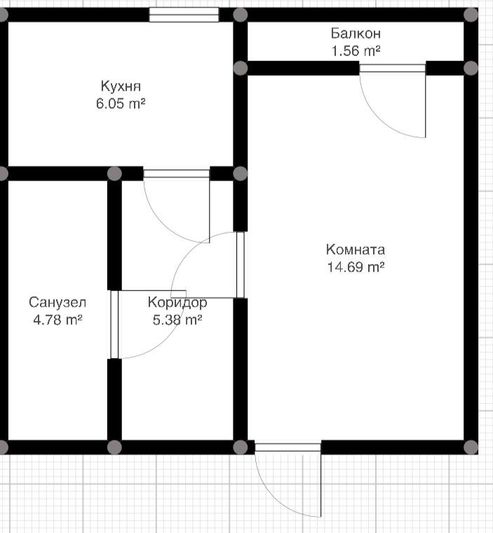 Продажа 1-комнатной квартиры 35,3 м², 5/5 этаж