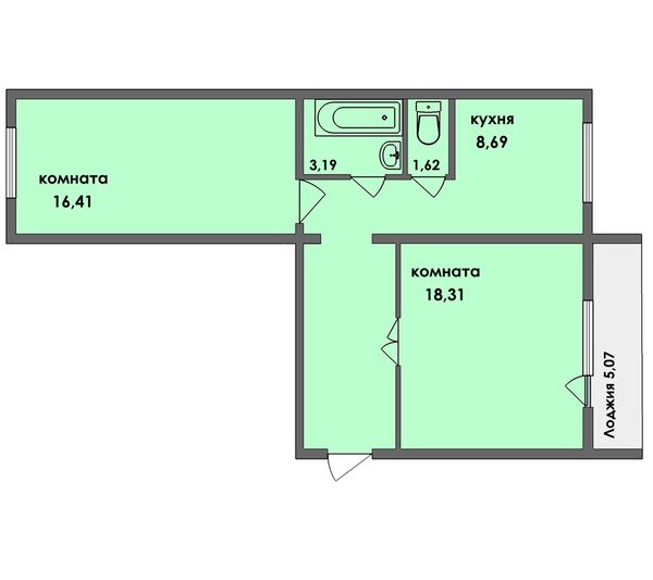 Продажа 2-комнатной квартиры 57,1 м², 1/10 этаж