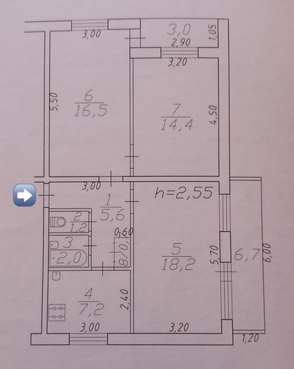 Продажа 3-комнатной квартиры 65,8 м², 2/5 этаж