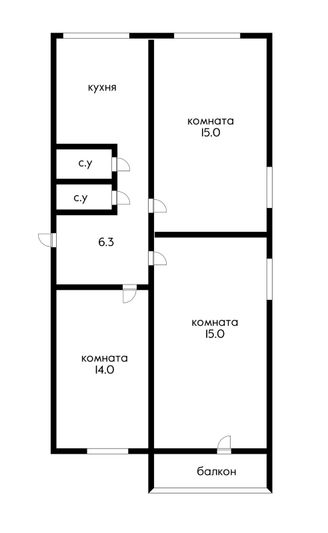 Продажа 3-комнатной квартиры 63 м², 3/5 этаж