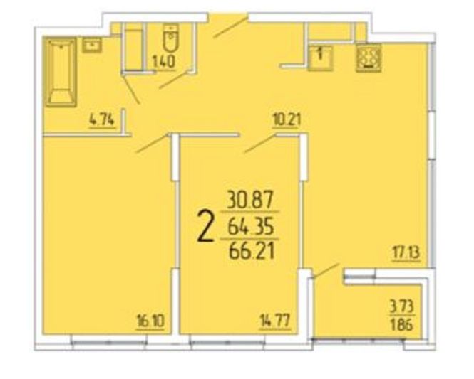 Продажа 2-комнатной квартиры 66 м², 18/18 этаж
