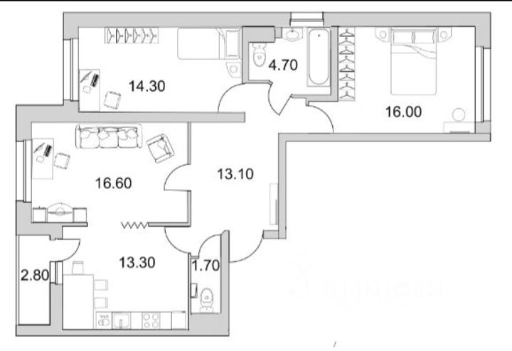 Продажа 3-комнатной квартиры 80,5 м², 14/25 этаж