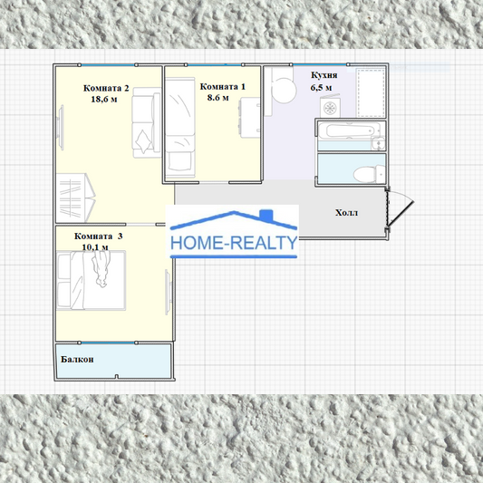 Продажа 3-комнатной квартиры 57,3 м², 5/9 этаж