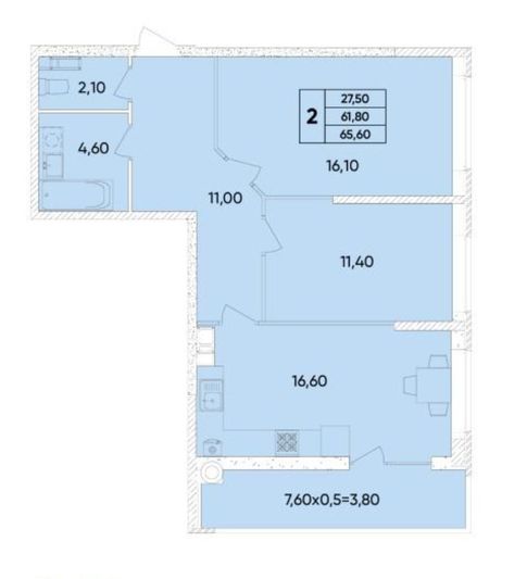 Продажа 2-комнатной квартиры 65,6 м², 3/6 этаж