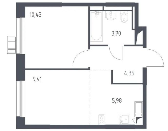 Продажа 2-комнатной квартиры 33,9 м², 2/17 этаж