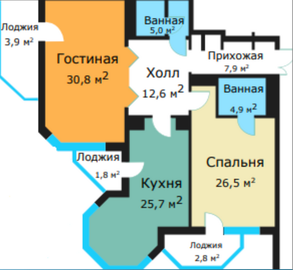 Продажа 3-комнатной квартиры 121,9 м², 6/21 этаж