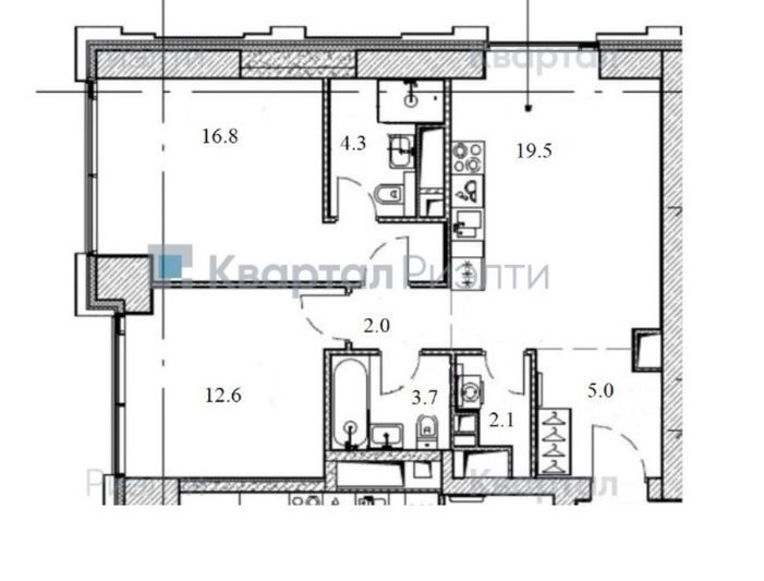 Продажа 2-комнатной квартиры 66 м², 5/52 этаж