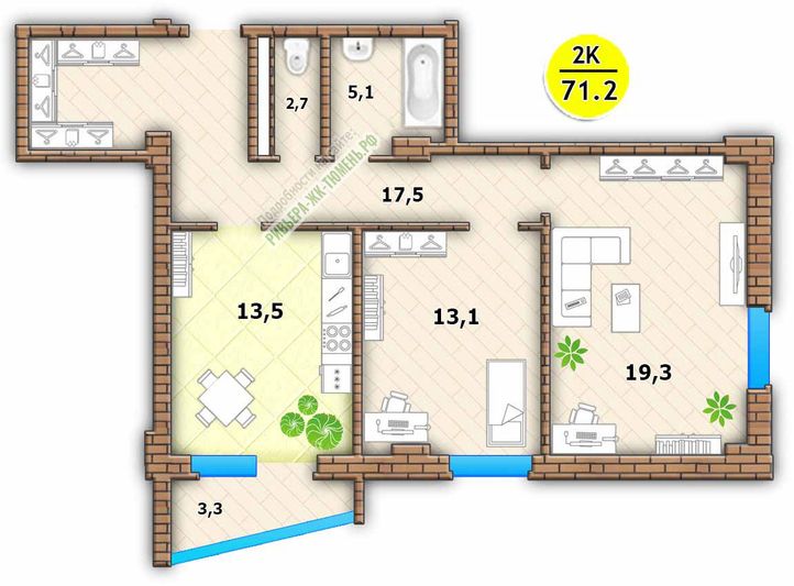 Продажа 2-комнатной квартиры 73 м², 4/20 этаж