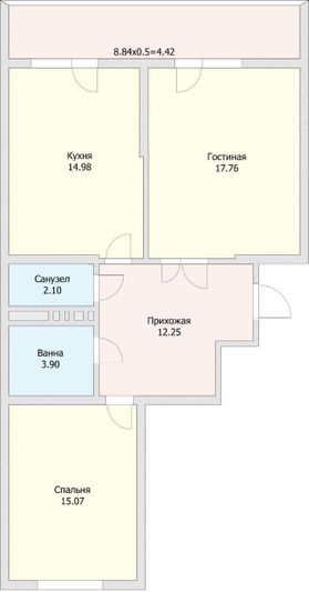 Продажа 2-комнатной квартиры 66,6 м², 4/20 этаж