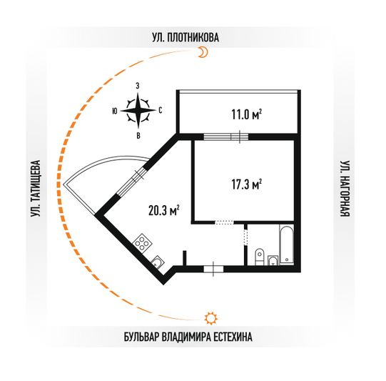 Продажа 1-комнатной квартиры 41,5 м², 4/12 этаж