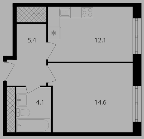 Продажа 1-комнатной квартиры 36,2 м², 14/20 этаж