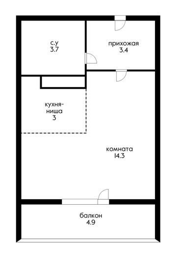 Продажа квартиры-студии 24,4 м², 3/17 этаж