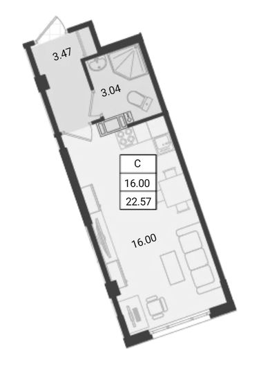 Продажа квартиры-студии 23 м², 9/18 этаж