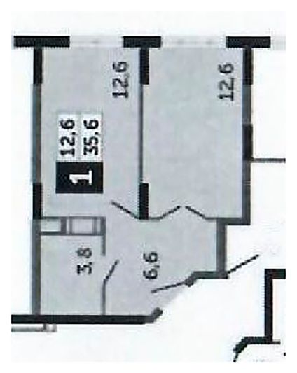 Продажа 1-комнатной квартиры 35,6 м², 1/22 этаж