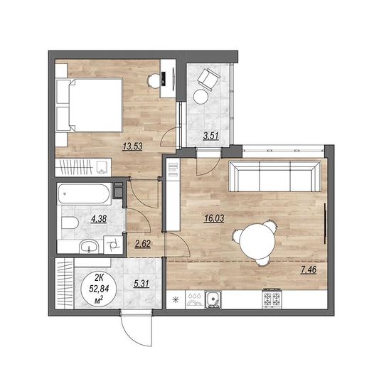 Продажа 2-комнатной квартиры 56,3 м², 4/10 этаж