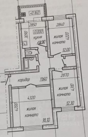 Продажа 3-комнатной квартиры 73,8 м², 5/5 этаж