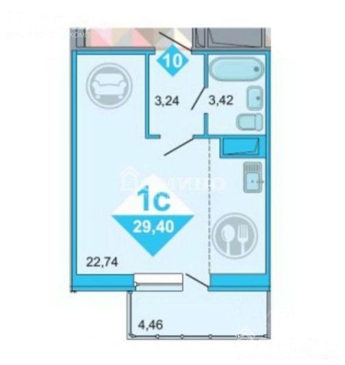 Продажа квартиры-студии 29 м², 15/19 этаж