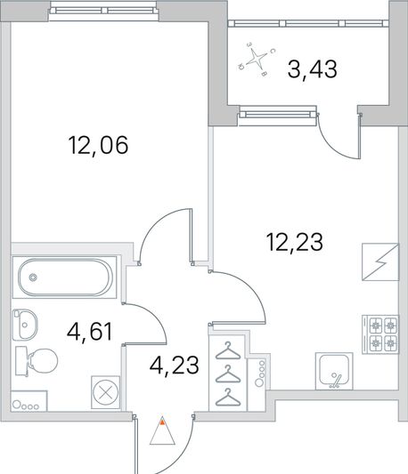 Продажа 1-комнатной квартиры 34,8 м², 2/5 этаж