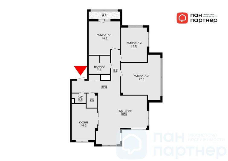 Продажа 3-комнатной квартиры 151,7 м², 2/7 этаж