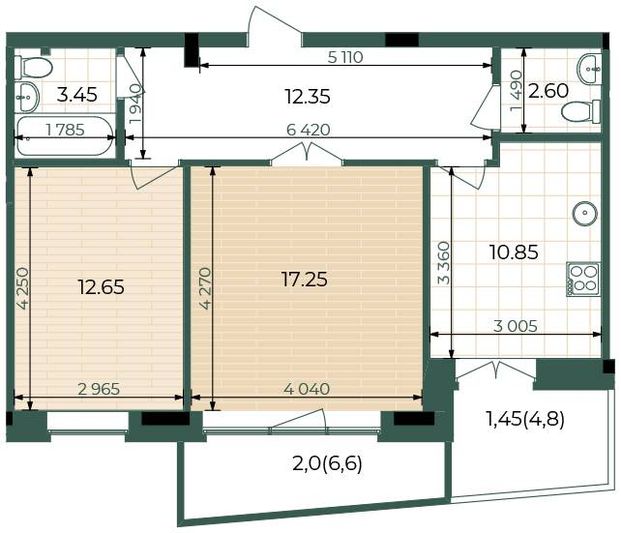 Продажа 2-комнатной квартиры 62,6 м², 7/14 этаж