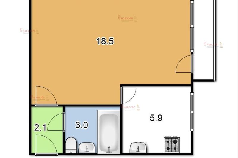 Продажа 1-комнатной квартиры 30,5 м², 3/5 этаж