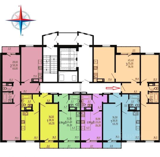 Продажа 3-комнатной квартиры 76,8 м², 18/20 этаж