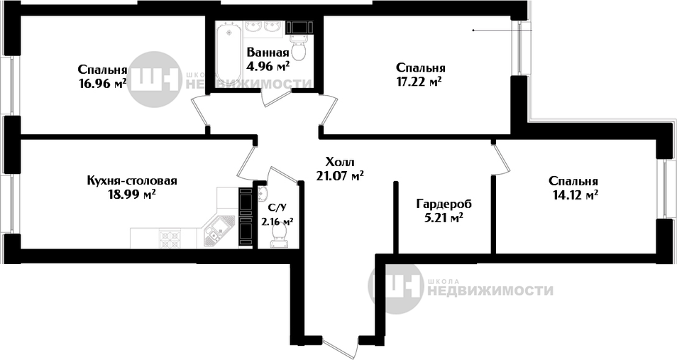 Продажа 2-комнатной квартиры 100,7 м², 2/9 этаж