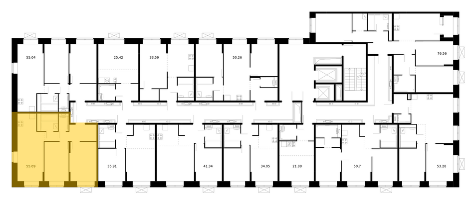 Продажа 2-комнатной квартиры 55,1 м², 5/10 этаж