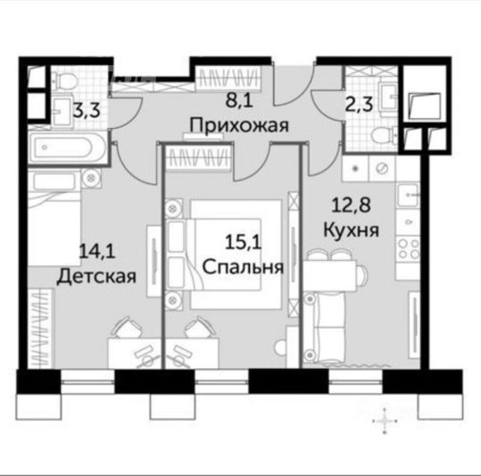 Продажа 2-комнатной квартиры 56 м², 13/22 этаж