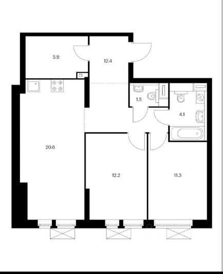 Продажа 2-комнатной квартиры 68 м², 9/33 этаж