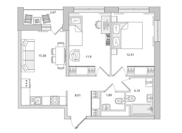 Продажа 2-комнатной квартиры 56,5 м², 16/21 этаж