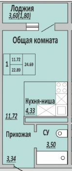 Продажа квартиры-студии 24 м², 3/17 этаж