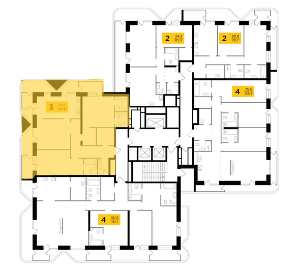 Продажа 3-комнатной квартиры 124,9 м², 11/19 этаж