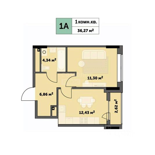 Продажа 1-комнатной квартиры 36 м², 7/17 этаж