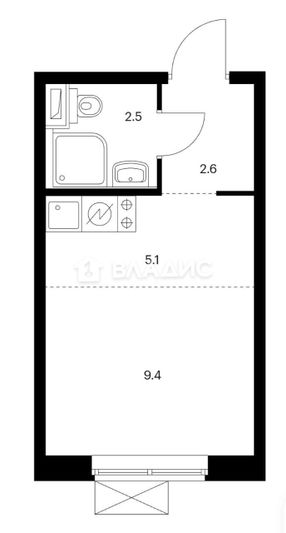 Продажа квартиры-студии 19,6 м², 23/25 этаж