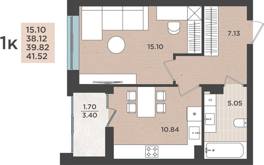 Продажа 1-комнатной квартиры 40 м², 2/8 этаж
