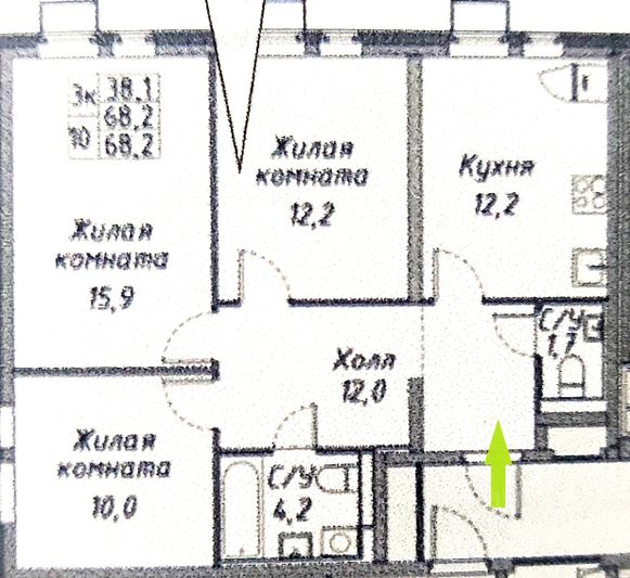 Продажа 3-комнатной квартиры 68,2 м², 11/16 этаж