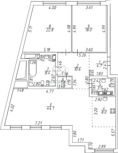 Продажа 2-комнатной квартиры 121,9 м², 6/7 этаж