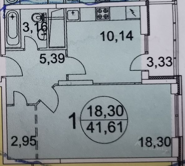Продажа 1-комнатной квартиры 41,6 м², 25/25 этаж