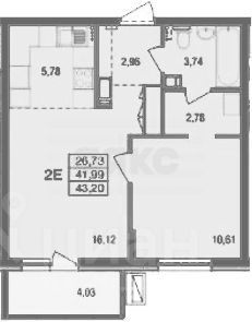 Продажа 2-комнатной квартиры 42 м², 11/16 этаж