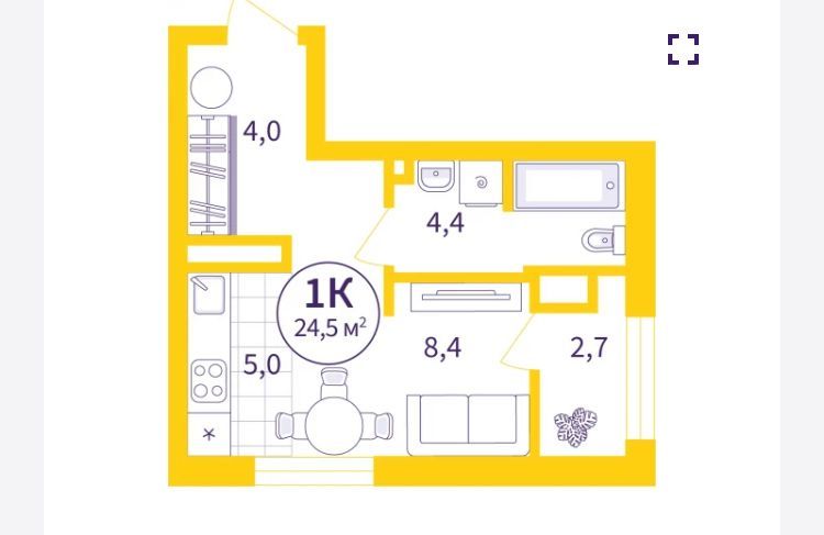 Продажа квартиры-студии 21,8 м², 6/23 этаж