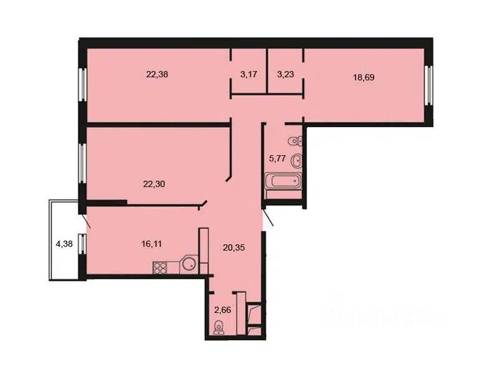 Продажа 3-комнатной квартиры 112 м², 19/25 этаж