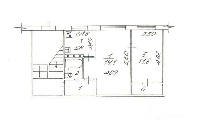 Продажа 2-комнатной квартиры 44,6 м², 1/5 этаж