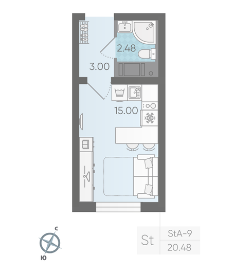 Продажа квартиры-студии 20,5 м², 11/20 этаж