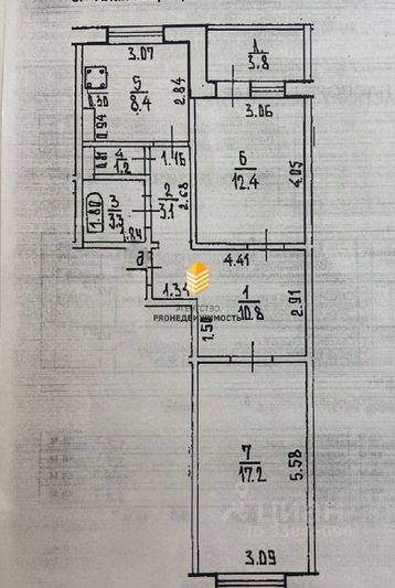 Продажа 2-комнатной квартиры 58,3 м², 5/9 этаж